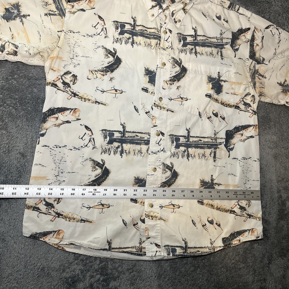 VTG Reel Legends Men's Button Down Short Sleeve Fishing Hawaiian Shirt SZ L - Picture 4 of 15